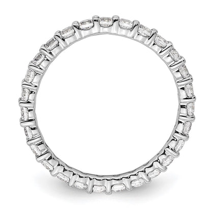 Solid Real 14k White Gold Polished shared Prong 1ct CZ Eternity Wedding Band Ring