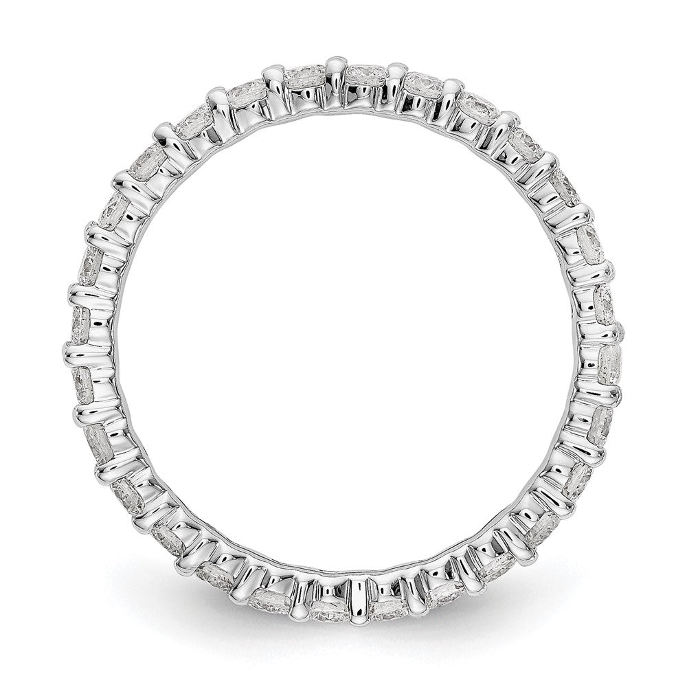 Solid Real 14k White Gold Polished shared Prong 1ct CZ Eternity Wedding Band Ring