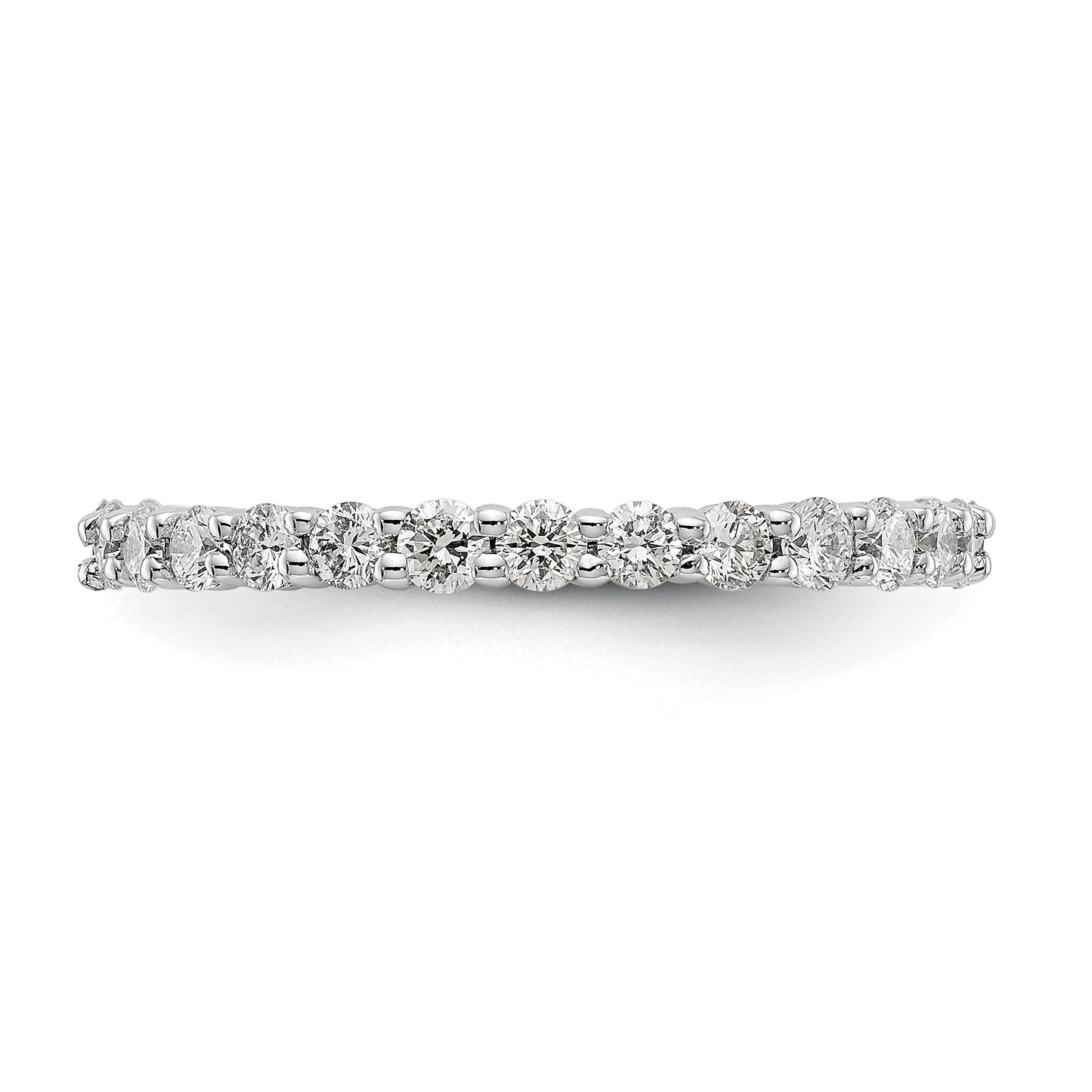 Solid Real 14k White Gold Polished shared Prong 1ct CZ Eternity Wedding Band Ring