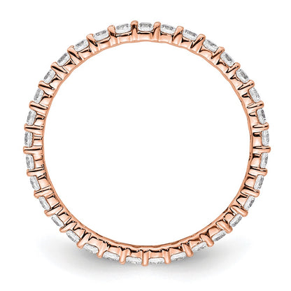 Solid Real 14k Rose Gold Polished shared Prong 1ct CZ Eternity Wedding Band Ring