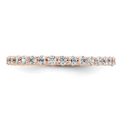 Solid Real 14k Rose Gold Polished shared Prong 1ct CZ Eternity Wedding Band Ring