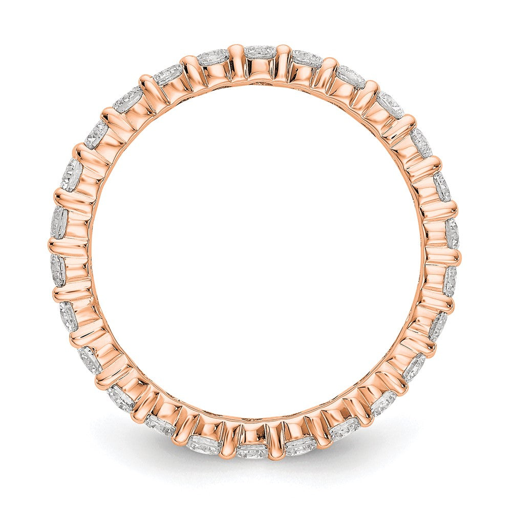 Solid Real 14k Rose Gold 1.5CT Shared Prong CZ Eternity Wedding Band Ring
