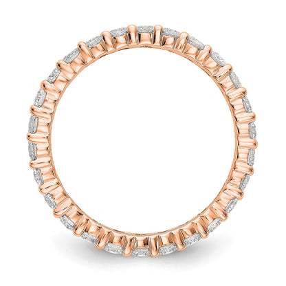 Solid Real 14k Rose Gold 1.5CT Shared Prong CZ Eternity Wedding Band Ring