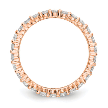 Solid Real 14k Rose Gold 1.5CT Shared Prong CZ Eternity Wedding Band Ring