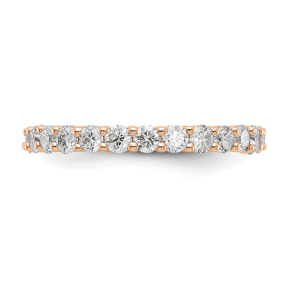 Solid Real 14k Rose Gold 1.5CT Shared Prong CZ Eternity Wedding Band Ring