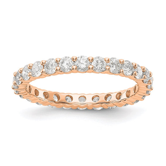 Solid Real 14k Rose Gold 1.5CT Shared Prong CZ Eternity Wedding Band Ring