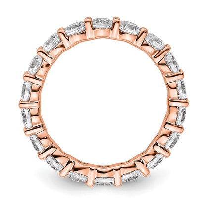 Solid Real 14k Rose Gold Polished Shared Prong 2ct CZ Eternity Wedding Band Ring