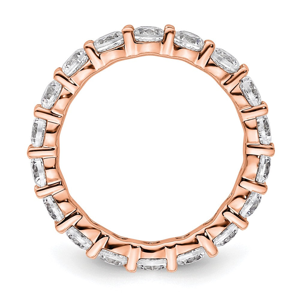 Solid Real 14k Rose Gold Polished Shared Prong 2ct CZ Eternity Wedding Band Ring