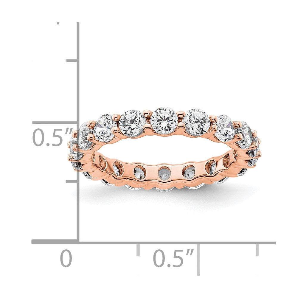 Solid Real 14k Rose Gold Polished Shared Prong 2ct CZ Eternity Wedding Band Ring