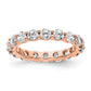 Solid Real 14k Rose Gold Polished Shared Prong 2ct CZ Eternity Wedding Band Ring