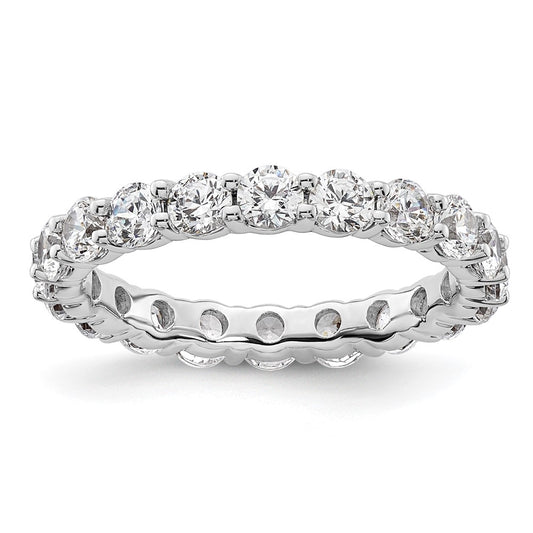 Solid Real 14k White Gold Polished Shared Prong 2ct CZ Eternity Wedding Band Ring