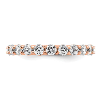 Solid Real 14k Rose Gold Polished Shared Prong 2ct CZ Eternity Wedding Band Ring