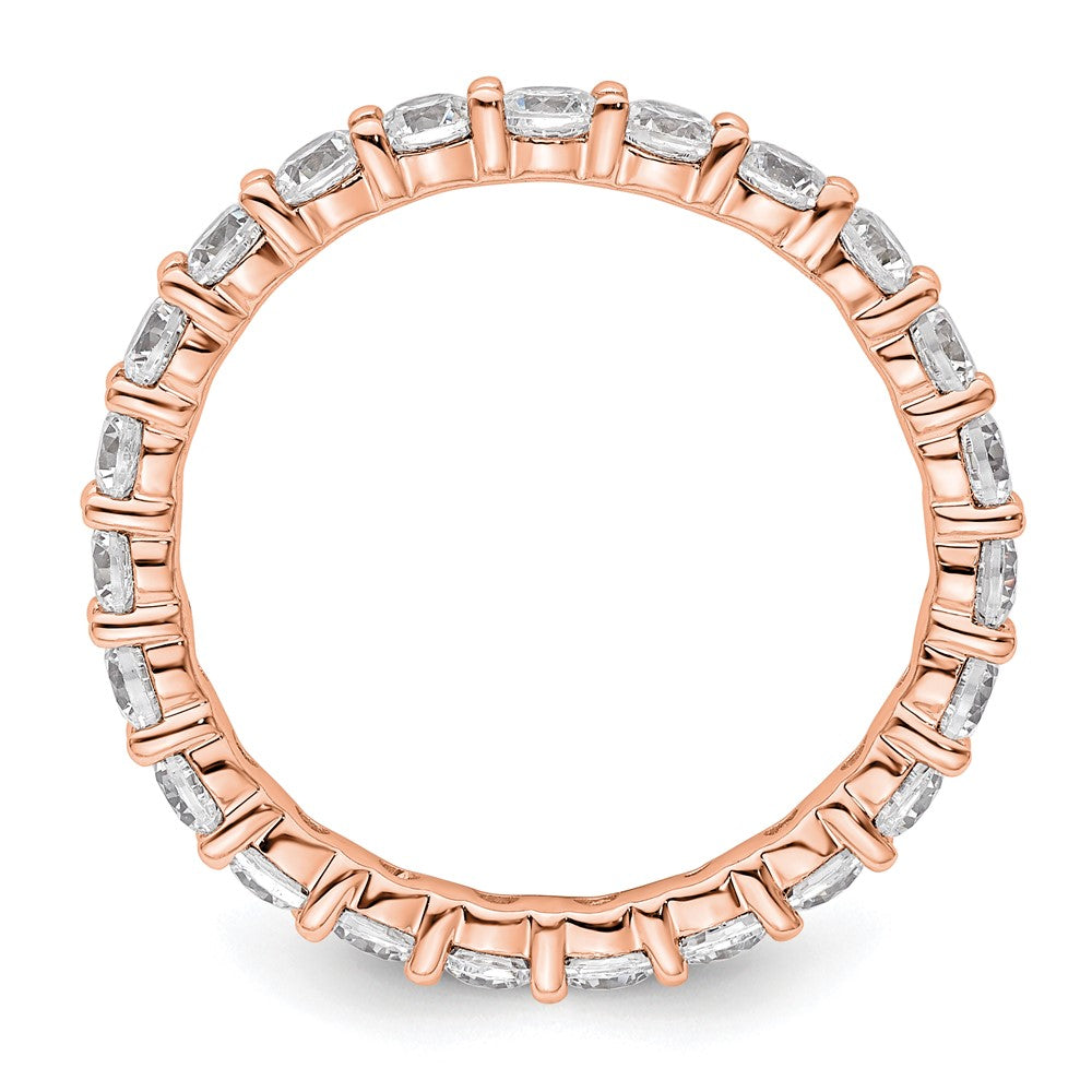 Solid Real 14k Rose Gold Polished Shared Prong 2ct CZ Eternity Wedding Band Ring