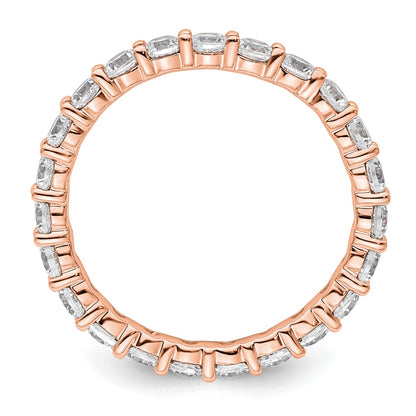 Solid Real 14k Rose Gold Polished Shared Prong 2ct CZ Eternity Wedding Band Ring