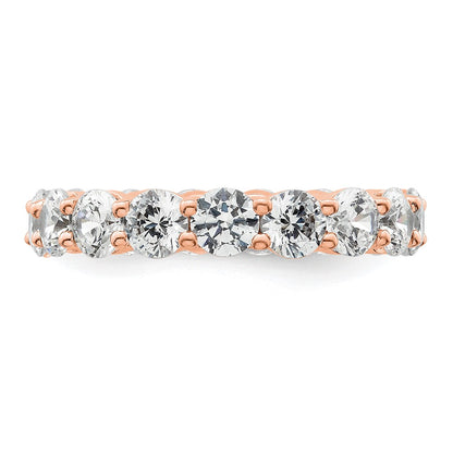 Solid Real 14k Rose Gold Polished Shared Prong 3ct CZ Eternity Wedding Band Ring