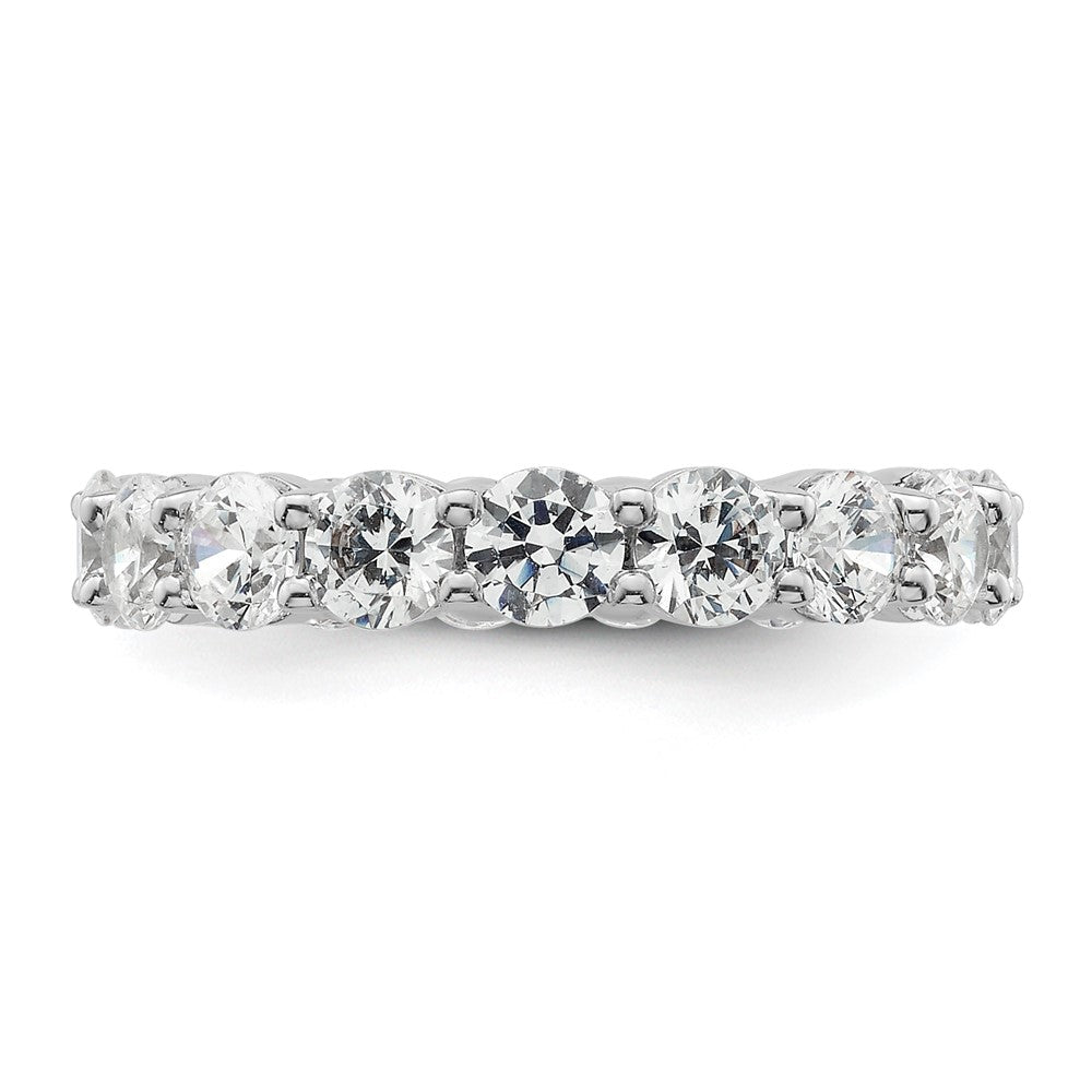 Solid Real 14k White Gold Polished Shared Prong 3ct CZ Eternity Wedding Band Ring