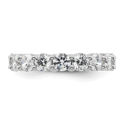 Solid Real 14k White Gold Polished Shared Prong 3ct CZ Eternity Wedding Band Ring