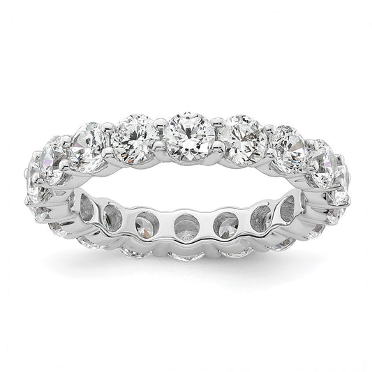 Solid Real 14k White Gold Polished Shared Prong 3ct CZ Eternity Wedding Band Ring