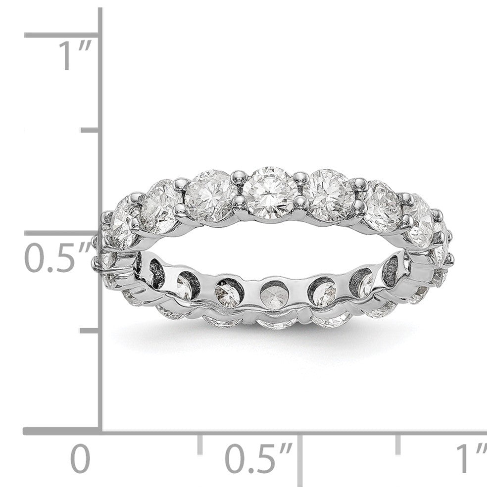 Solid Real 14k White Gold Polished Shared Prong 3ct CZ Eternity Wedding Band Ring
