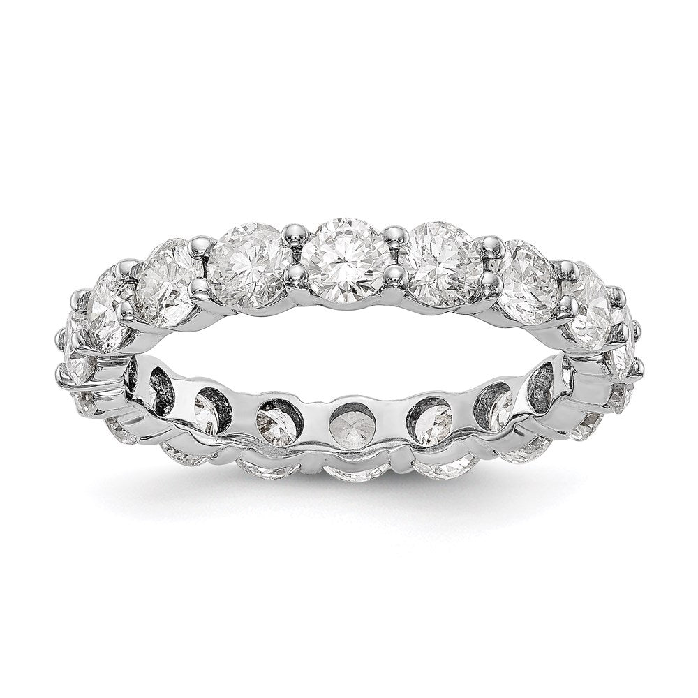 Solid Real 14k White Gold Polished Shared Prong 3ct CZ Eternity Wedding Band Ring