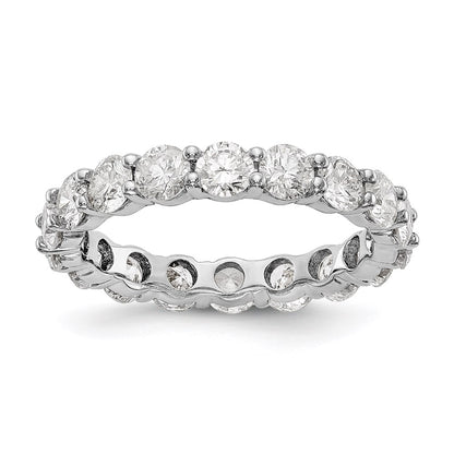 Solid Real 14k White Gold Polished Shared Prong 3ct CZ Eternity Wedding Band Ring