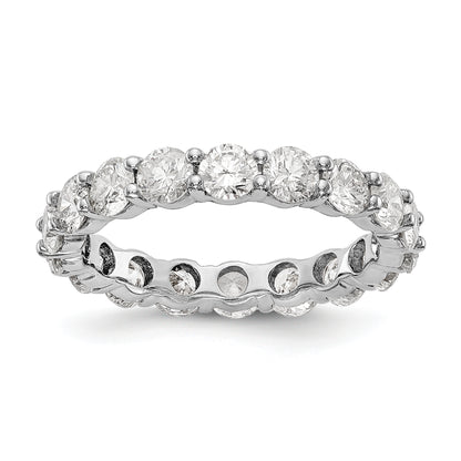 Solid Real 14k White Gold Polished Shared Prong 3ct CZ Eternity Wedding Band Ring