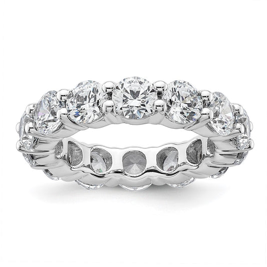 Solid Real 14k White Gold Polished Shared Prong 4ct CZ Eternity Wedding Band Ring