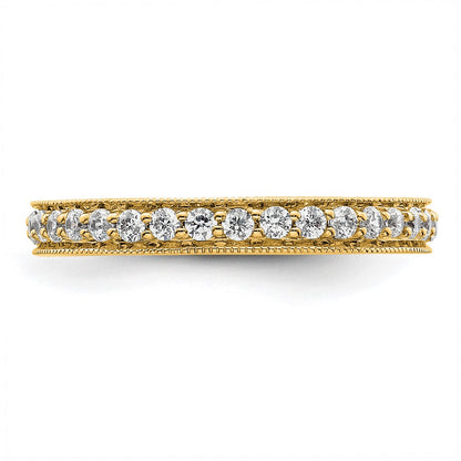 Solid Real 14k Polished Round 1/2 CT Vintage CZ Eternity Wedding Band Ring