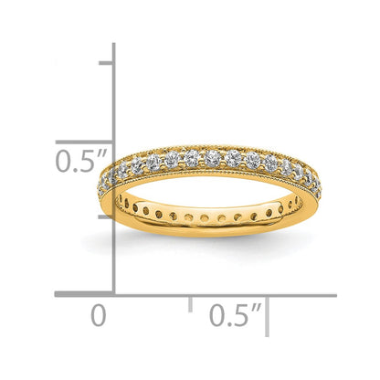 Solid Real 14k Polished Round 1/2 CT Vintage CZ Eternity Wedding Band Ring