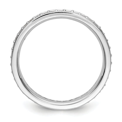 Solid Real 14k White Gold Polished Round 1/2 CT Vintage CZ Eternity Wedding Band Ring