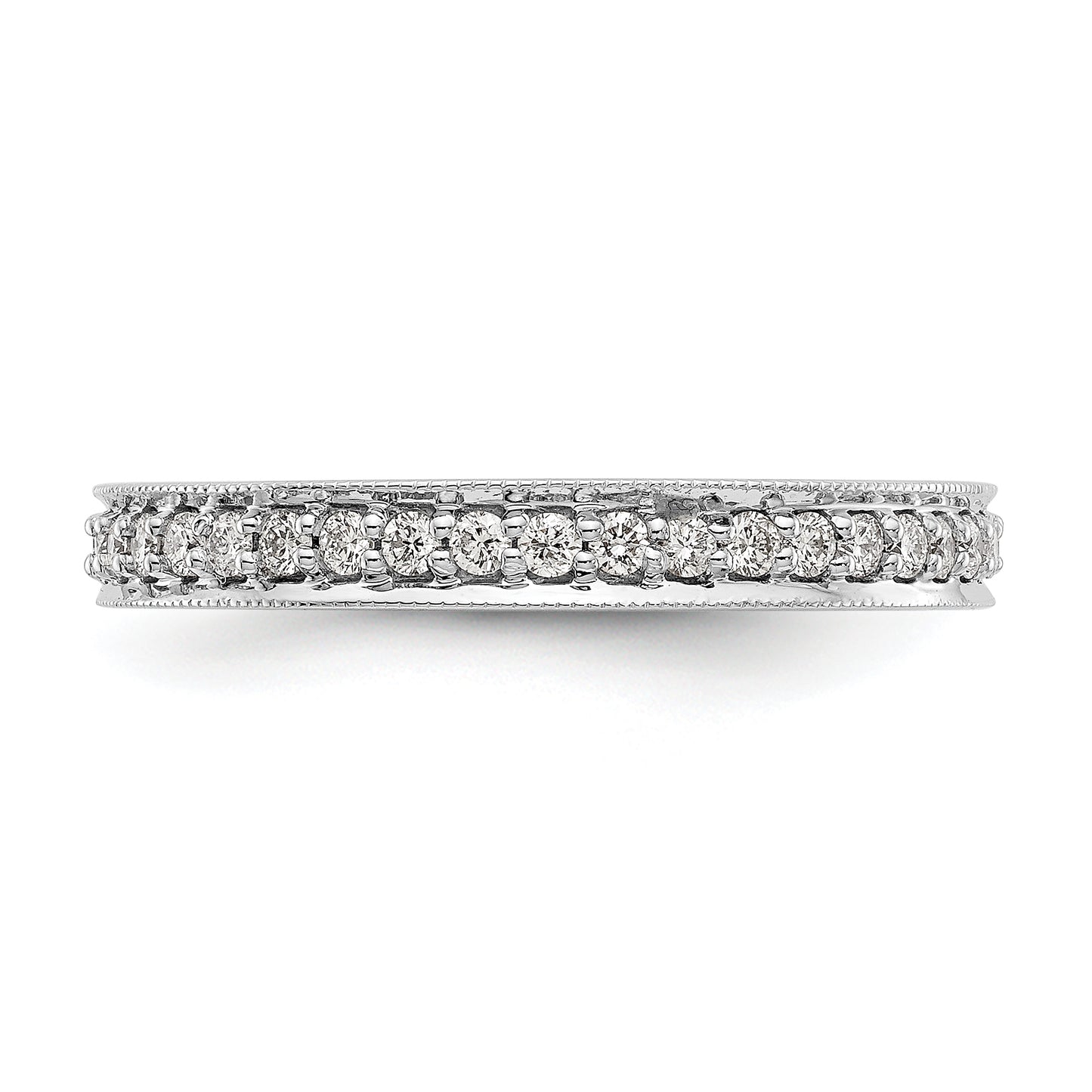 Solid Real 14k White Gold Polished Round 1/2 CT Vintage CZ Eternity Wedding Band Ring