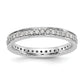 Solid Real 14k White Gold Polished Round 1/2 CT Vintage CZ Eternity Wedding Band Ring