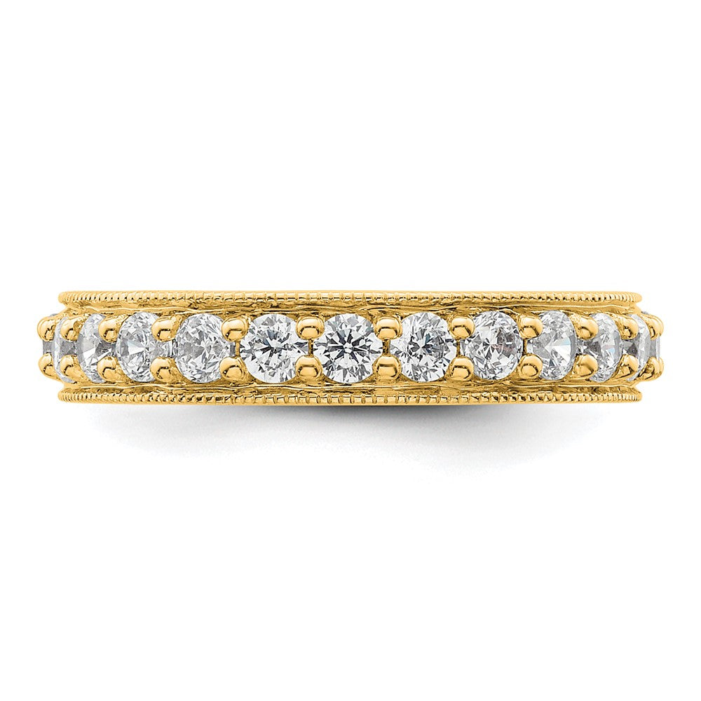 Solid Real 14k Polished Vintage 1ct CZ Eternity Wedding Band Ring