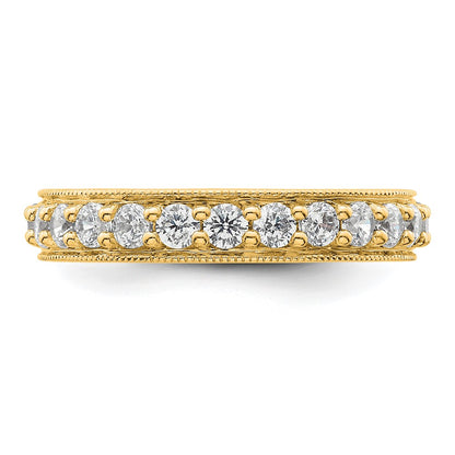 Solid Real 14k Polished Vintage 1ct CZ Eternity Wedding Band Ring