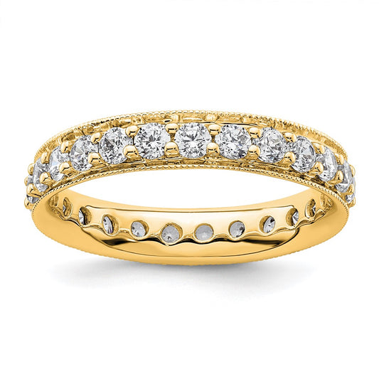 Solid Real 14k Polished Vintage 1ct CZ Eternity Wedding Band Ring