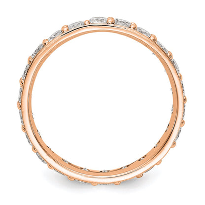 Solid Real 14k Rose Gold Polished Vintage 2ct CZ Eternity Wedding Band Ring