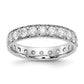 Solid Real 14k White Gold Polished Vintage 2ct CZ Eternity Wedding Band Ring