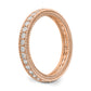 Solid Real 14k Rose Gold Polished 3/4CT Milgrain Edge CZ Eternity Wedding Band Ring