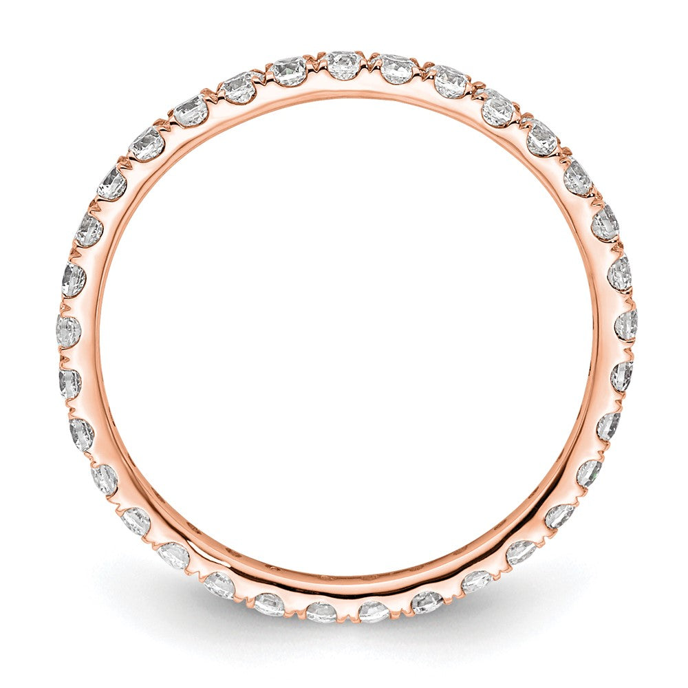 Solid Real 14k Rose Gold Polished UPRG 1/2ct CZ Eternity Wedding Band Ring