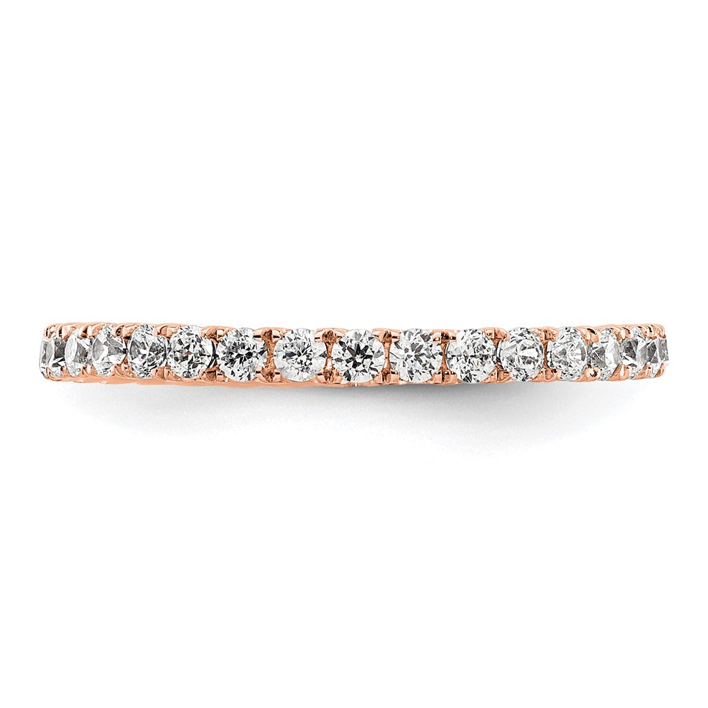 Solid Real 14k Rose Gold Polished UPRG 1/2ct CZ Eternity Wedding Band Ring