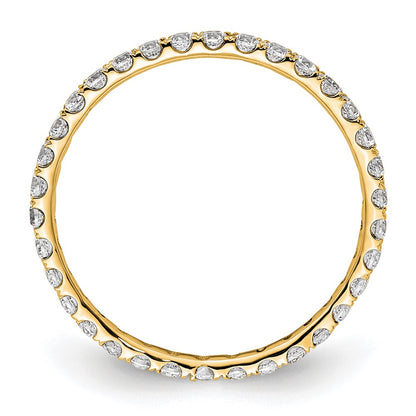 Solid Real 14k Polished U Shared Prong 1/2ct CZ Eternity Wedding Band Ring
