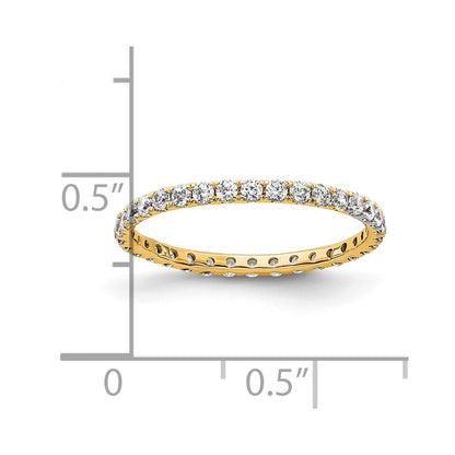 Solid Real 14k Polished U Shared Prong 1/2ct CZ Eternity Wedding Band Ring