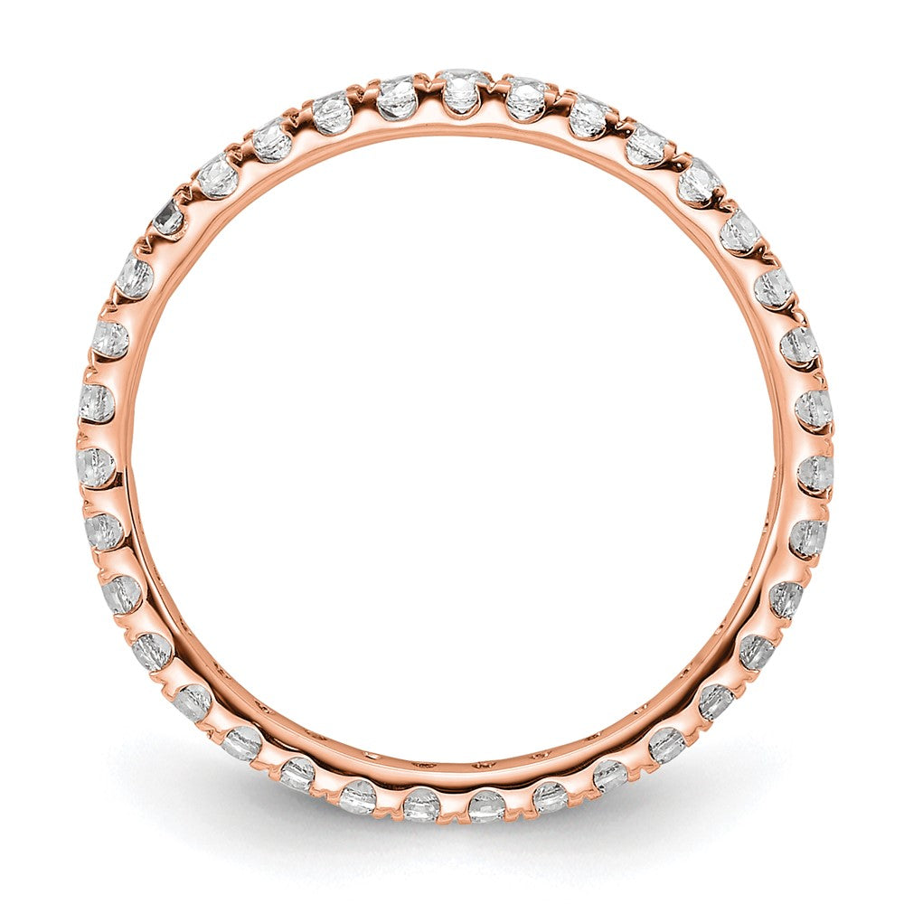 Solid Real 14k Rose Gold Polished U Shared Prong 1/2ct CZ Eternity Wedding Band Ring