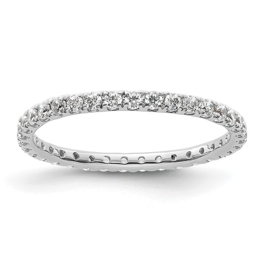 Solid Real 14k White Gold Polished U Shared Prong 1/2ct CZ Eternity Wedding Band Ring