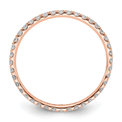 Solid Real 14k Rose Gold Polished U Shared Prong 1/2ct CZ Eternity Wedding Band Ring