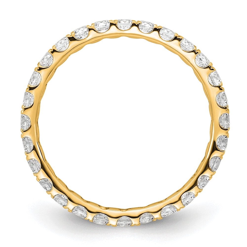 Solid Real 14k Polished U Shared Prong 1ct CZ Eternity Wedding Band Ring