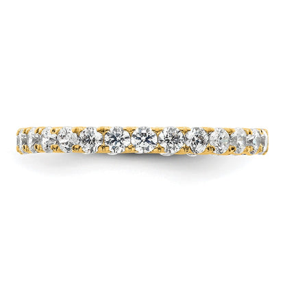 Solid Real 14k Polished U Shared Prong 1ct CZ Eternity Wedding Band Ring