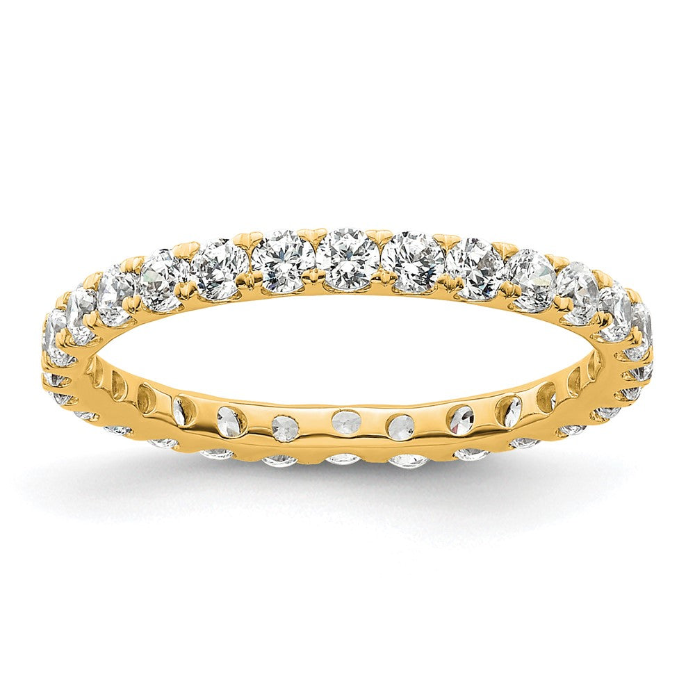Solid Real 14k Polished U Shared Prong 1ct CZ Eternity Wedding Band Ring