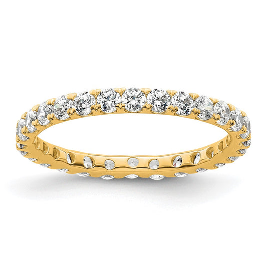 Solid Real 14k Polished U Shared Prong 1ct CZ Eternity Wedding Band Ring