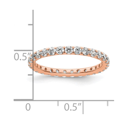 Solid Real 14k Rose Gold Polished U Shared Prong 1ct CZ Eternity Wedding Band Ring